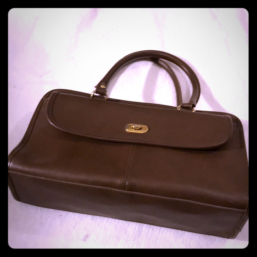 Brown leather handbag